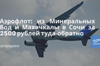 Горящие туры, из Москвы - Аэрофлот: из Минеральных Вод и Махачкалы в Сочи за 2500 рублей туда-обратно