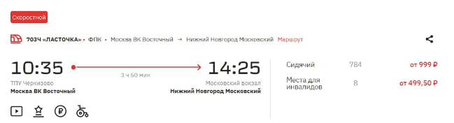 Всякие поезда из Москвы в Нижний Новгород от 666 рублей