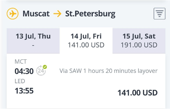 Полеты между Петербургом и Израилем / Катаром / Турцией / Оманом / Албанией от 110 долларов