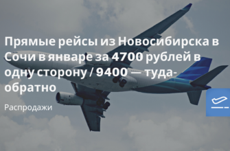 Горящие туры, из Регионов - Прямые рейсы из Новосибирска в Сочи в январе за 4700 рублей в одну сторону / 9400 — туда-обратно