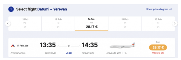 Вам пригодится: прямые рейсы между Батуми и Ереваном в ноябре-марте от 2900 рублей
