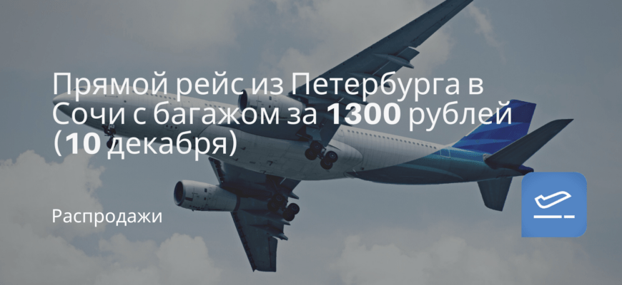 Новости - Прямой рейс из Петербурга в Сочи с багажом за 1300 рублей (10 декабря)