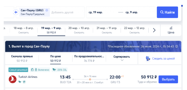 Из России в Бразилию без Шенгена от 80200 рублей туда-обратно / с Шенгеном чуть сложнее и чуть дешевле