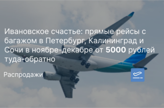 Новости - Ивановское счастье: прямые рейсы с багажом в Петербург, Калининград и Сочи в ноябре-декабре от 5000 рублей туда-обратно