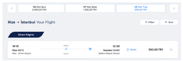Полёты по Турции в сентябре-марте за 1590 рублей