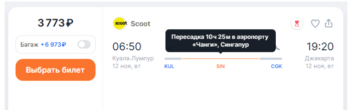 Распродажа Scoot: билеты от 3500 ₽