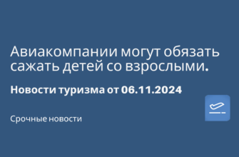 Личный опыт - Авиакомпании могут обязать сажать детей со взрослыми. Новости туризма от 06.11.2024