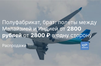 Из регионов - Полуфабрикат, брат: полеты между Малайзией и Индией от 2800 рублей от 2800 ₽ в одну сторону