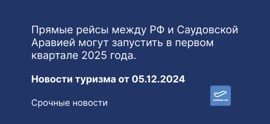Новости - Прямые рейсы между РФ и Саудовской Аравией могут запустить в первом квартале 2025 года. Новости туризма от 05.12.2024