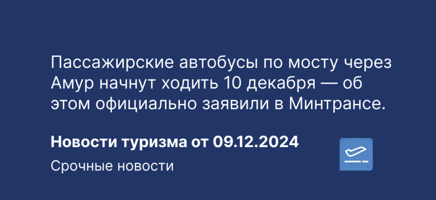 Новости - Пассажирские автобусы по мосту через Амур начнут ходить 10 декабря — об этом официально заявили в Минтрансе. Новости туризма от 09.12.2024