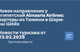 Турция - Новое направление у египетской Almasria Airlines: чартеры из Тюмени в Шарм-эш-Шейх. Новости туризма от 23.02.2025