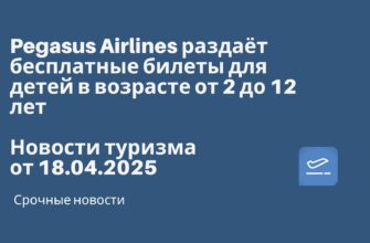 Новости - Pegasus Airlines раздаёт бесплатные билеты для детей в возрасте от 2 до 12 лет. Новости туризма от 18.04.2025