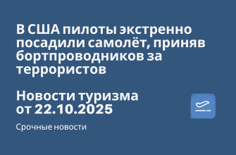 Новости - В США пилоты экстренно посадили самолёт, приняв бортпроводников за террористов. Новости туризма от 22.10.2025