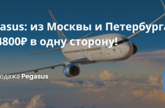 Билеты из..., Новости - Pegasus: из Москвы и Петербурга от 4800 ₽ в одну сторону!