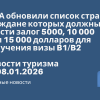 Новости - США обновили список стран, граждане которых должны внести залог 5000, 10 000 или 15 000 долларов для получения визы B1/B2. Новости туризма от 08.01.2026